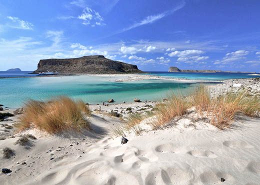 Strand von Balos und Insel Gramvoussa in Chania, Kreta