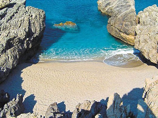 Kleisidi-Strand in der Nähe von Damnoni in Rethymno, Kreta, Griechenland
